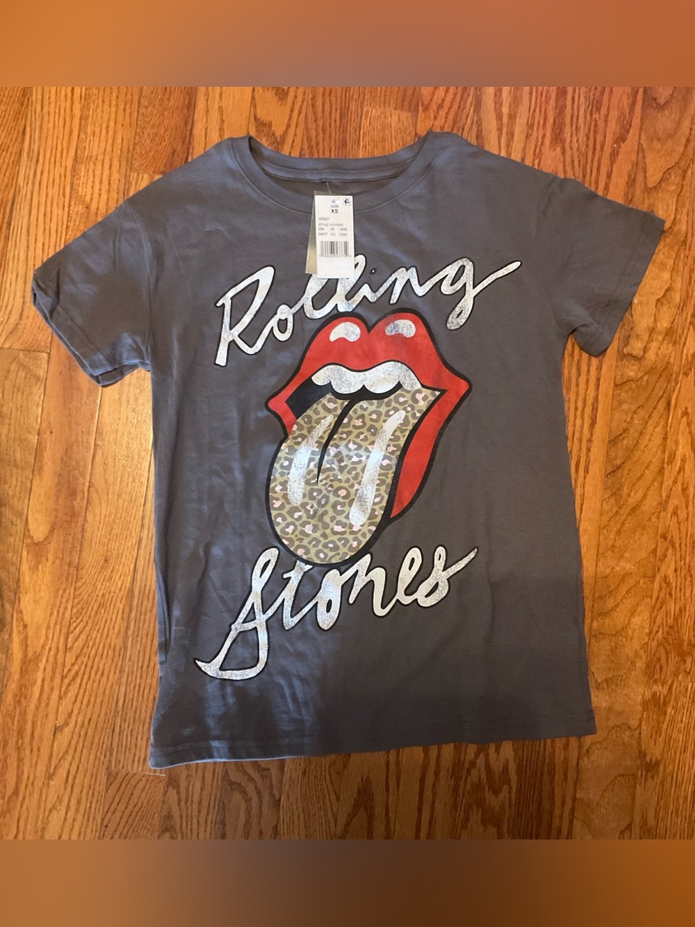 Rolling Stones Graphic Tee New Sz XS - Gray with Red Accent